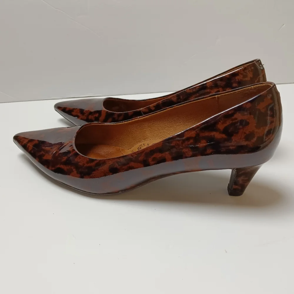 Sofft Animal Print Patent Leather Pumps/Heels 8 1/2 M Brown/Black